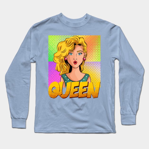 Queen Vintage Comic Vibes! Long Sleeve T-Shirt by SocietyTwentyThree